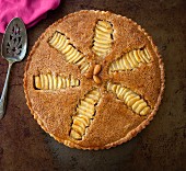 Apple cake with almonds (seen from above)