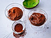 Avocado and chocolate cream with agave syrup