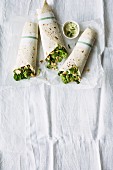 Romanesco broccoli and cashew nut wraps