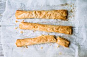Filo pastry rolls filled with pumpkin
