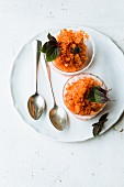 Tomato sorbet with cinnamon and mint