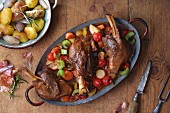 Leg of lamb with vegetables and potatoes