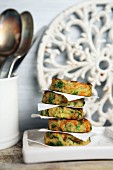 A stack of vegetables fritters with carrots
