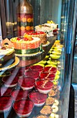 A display in a Turkish dessert and cake shop