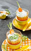 Carrot and passion fruit yoghurts