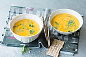 Pineapple and pumpkin cream with Thai curry paste and coriander
