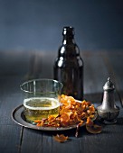 Butternut squash crisps and beer