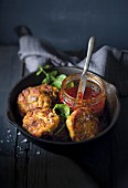 Fish cakes with pumpkin and leek
