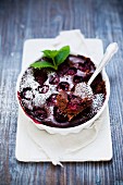 Chocolate clafoutis with cherries