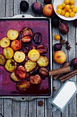 Oven-baked plums with star anise and cinnmon