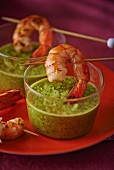 Prawns with a green curry dip
