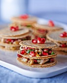 Mille feuilles with mackerel and pomegranate seeds