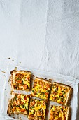 Vegetarian carrot tart with cream cheese and curry