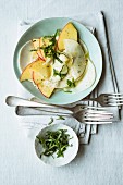 May turnip salad with apples and basil