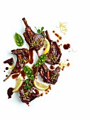 Lamb chops with a spicy plum sauce