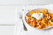 Apricot carpaccio with creamy yoghurt and fresh thyme