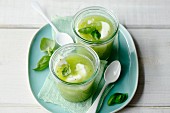 Vegetarian cucumber and basil soup with yoghurt