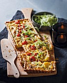 Camembert tart with tomatoes and fennel