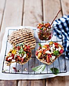Grilled unleavened bread with salsa
