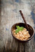 Rice pudding with coconut and mint (Caribbean)