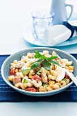 Pasta salad with tuna, vegetables and egg