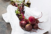 Fresh beetroot on a piece of paper