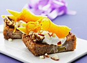 Orange cake with apples and walnuts
