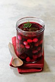 Pickled beetroot with silver onions and dill