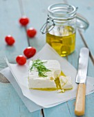 Feta cheese in olive oil