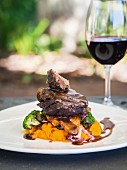 Lamb with mashed pumpkin and vegetables