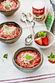 Strawberry gazpacho with bean sprouts