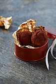 Chocolate and caramel truffles with rum