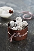 Chocolate truffles with icing sugar
