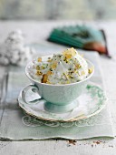 Pistachio ice cream with candied ginger