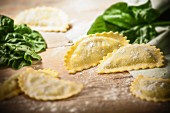 Fresh ravioli filled with ricotta and spinach