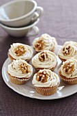 Cupcakes with buttercream and walnuts