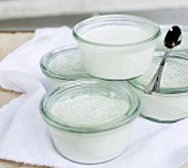 Jars of homemade yoghurt