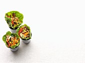Vegan lettuce wraps with vegetables and sunflower seed cream