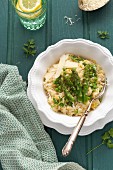 Risotto with peas and green asparagus