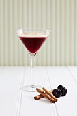 Blackcurrant and cinnamon drink in a Martini glass