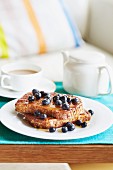 French toast with blueberries and maple syrup