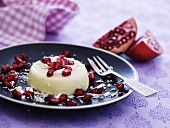 Panna cotta with grapefruit seeds and white chocolate