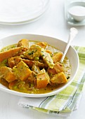 Sweet potato curry with edamame beans