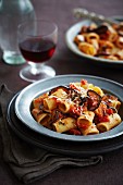 Rigatoni with an aubergine and tomato sauce