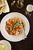 Rigatoni with tomato sauce, bread, olive oil and beer (Italy)