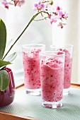 Ice cold raspberry smoothies