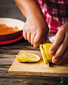 Slicing a lemon