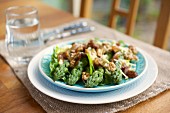 Asparagus salad with dates, walnuts and cheese