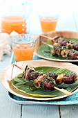 Beef skewers with plantains