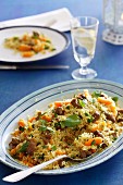 Rice dish with lamb and apricots from Morocco